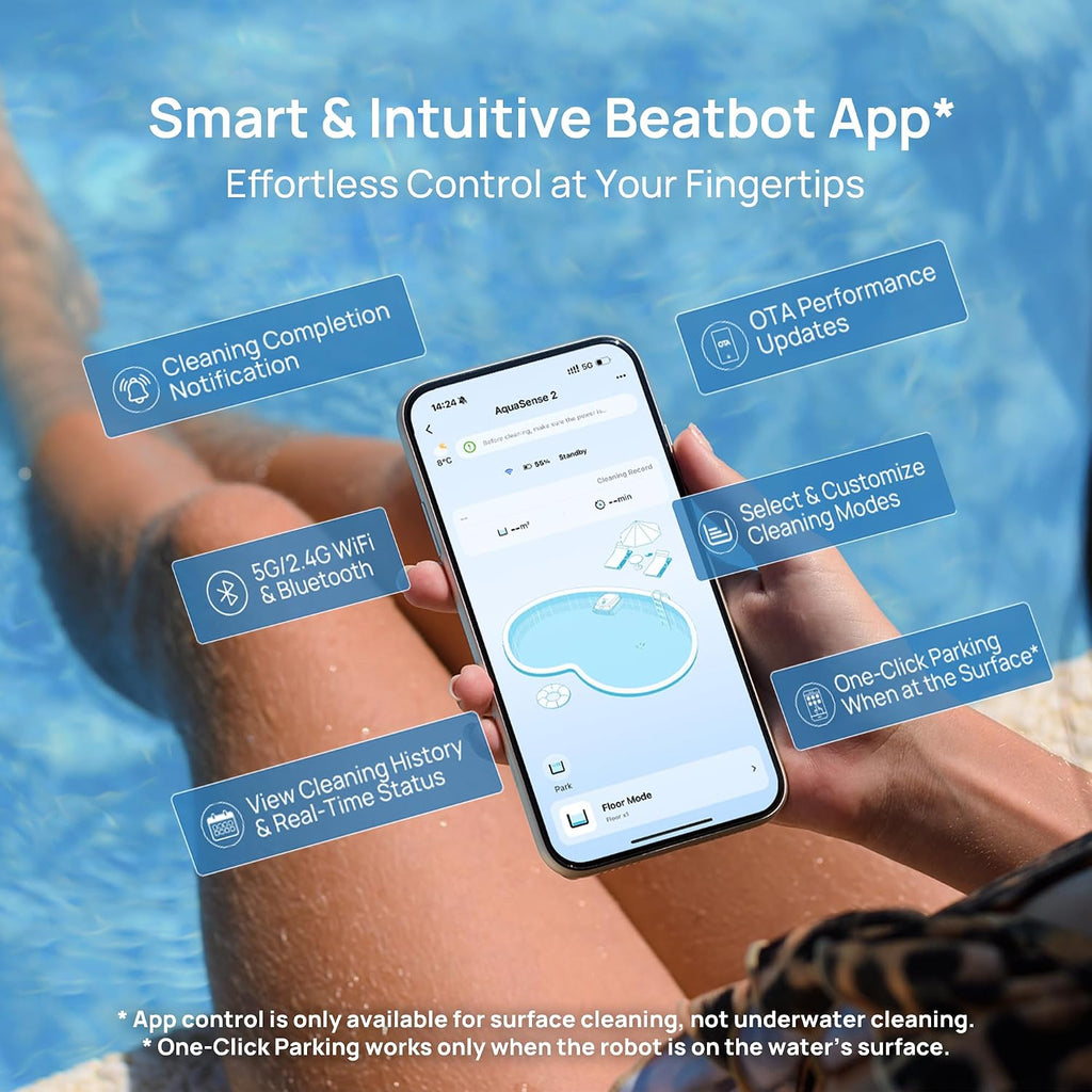 Beatbot AquaSense 2 Cordless Robotic Pool Vacuum Cleaner with iSkim Ultra Solar Powered Pool Skimmer, Water Clarification, Cleans Floor, Walls, Waterline and Surface-Blue