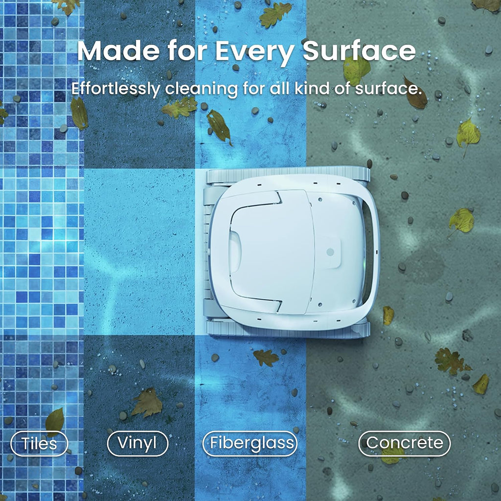 Hydro 3S Robotic Pool Cleaner, Cordless Automatic Pool Vacuum for Inground and Above Ground Pools, Smart Navigation, 300Min Runtime, Wall/Waterline Cleaning, Large Filter Basket, 4 Cleaning Modes