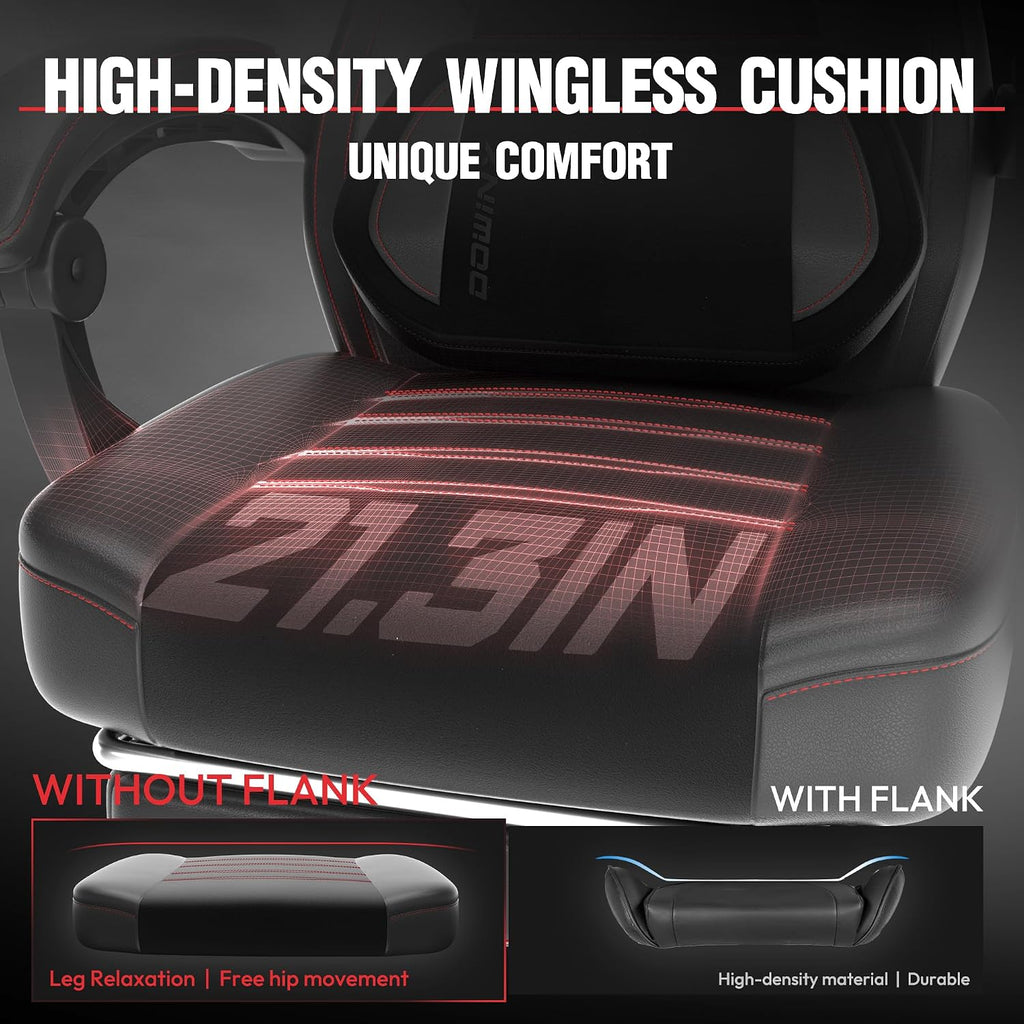 Dowinx Fabric Gaming Chair with Footrest, 350lb Big and Tall Gamer Chair, Wide Seat Ergonomic Computer Chair with Lumbar Massage Support, Wide Back Office Chair for Heavy People, Black