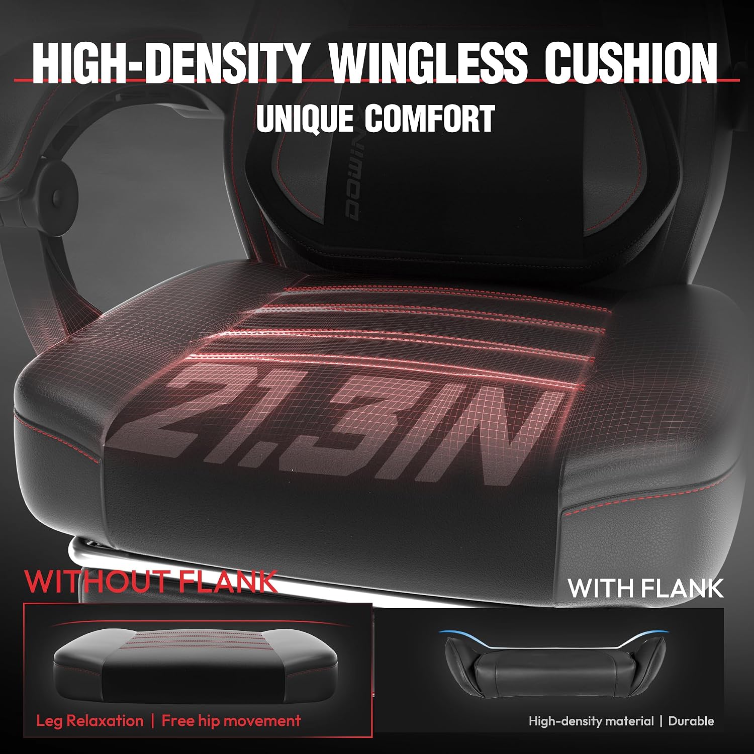 Dowinx Fabric Gaming Chair with Footrest, 350lb Big and Tall Gamer Chair, Wide Seat Ergonomic Computer Chair with Lumbar Massage Support, Wide Back Office Chair for Heavy People, Black