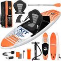 SereneLife Inflatable Stand Up Paddle Board and Detachable Seat - SUP Paddleboard Set for Adults and Youth, 32' Wide Design with Non-Slip EVA Deck Pad and Marine-Grade Materials, 350 lbs Capacity