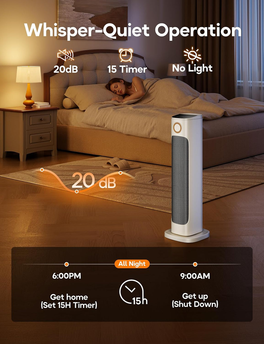 25' Patio Heater And Fan Combo for Indoor Use, 1500W Tower Portable Electric Space Outdoor with Remote,Infrared Heater, 15H Timer, Oscillation, Quiet, for Garage, Room, Office, White