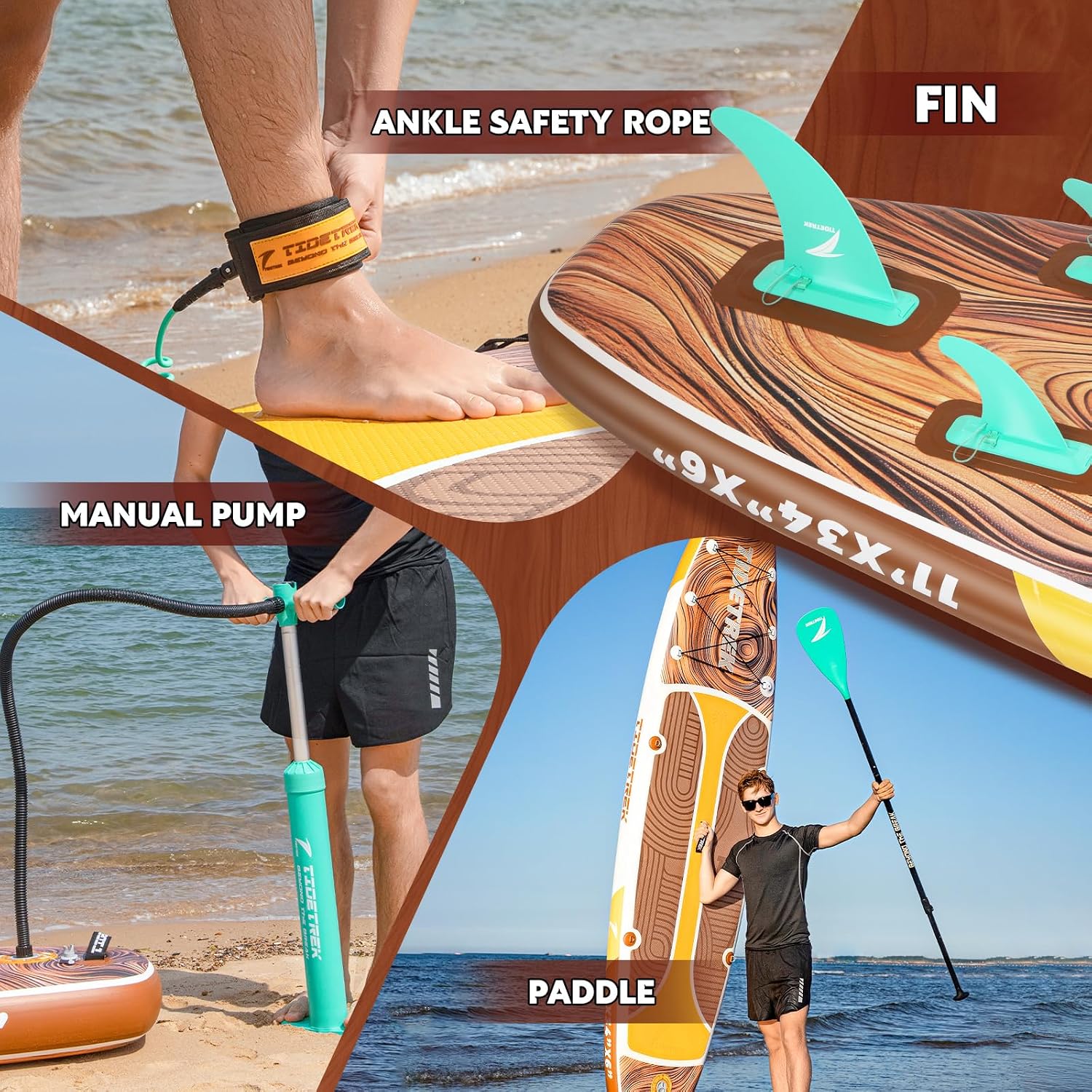 11'/11'6' x 33'/34' x 6' Inflatable SUP Paddle Board – Extra-Wide, Stable Stand Up Paddle Board with Premium Full Accessory Set for Adults & Youth