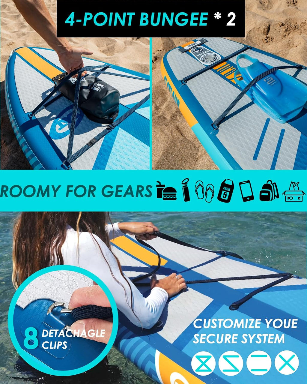 MOUSA 10'8/11'×35' Extra Wide Inflatable Stand Up Paddle Board, Stable Paddleboard SUP for 2 People/Family, Anti-Slip Full EVA Deck, 3 Handles, 100L Backpack, All-Round Sup Board, Big Fin