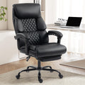Office Chair, Executive High Back Leather Home Office Desk Chair with Footrest & Lumbar Support - Ergonomic Reclining Comfortable Wide Swivel Rolling Gaming Computer Chair 90-135° Adjustable Tilt Lock