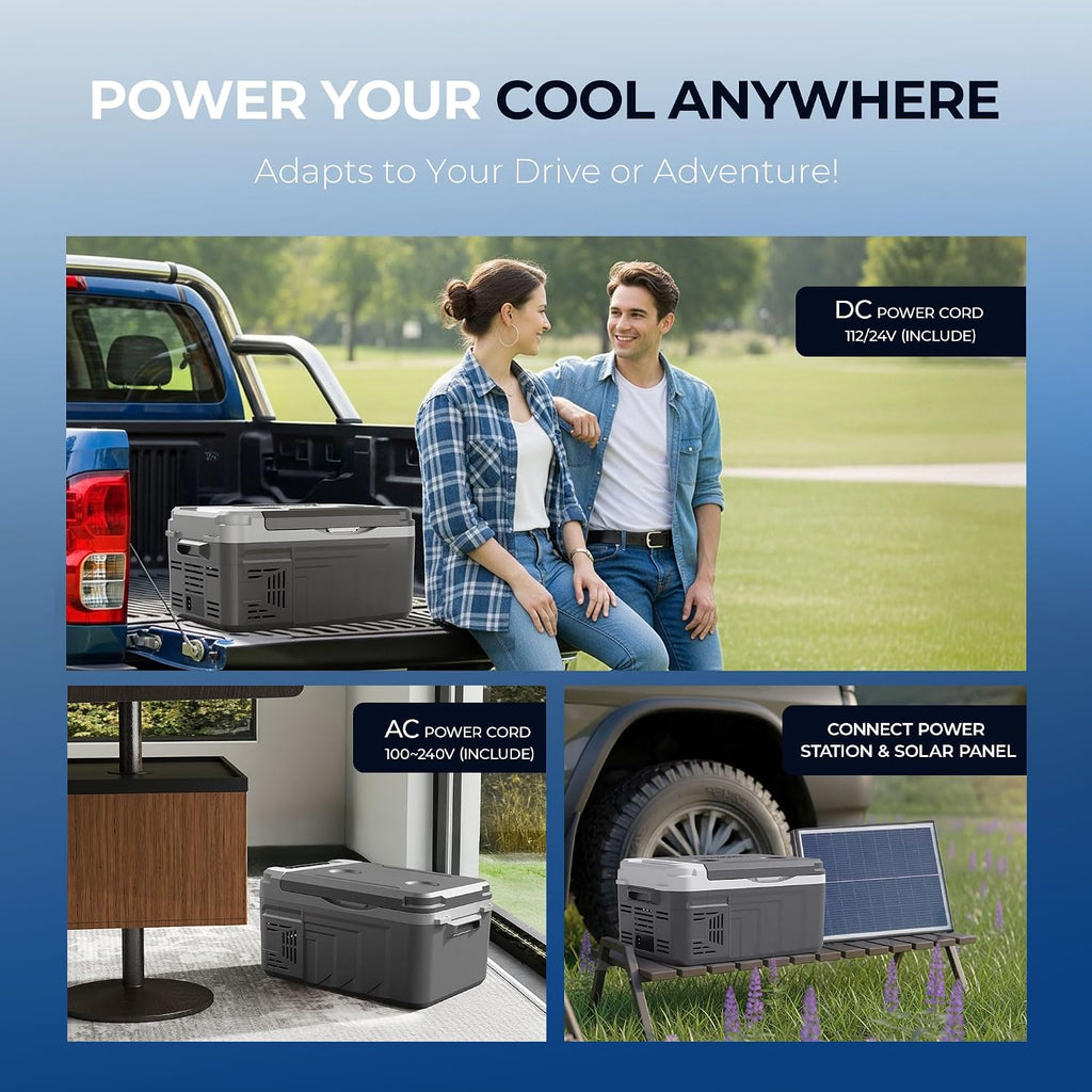 EKOJUCE 12 Volt Car Refrigerator, 11 Quart (10L) Electric Compressor Cooler -4℉~68℉, Car Fridge 12/24V DC & 100-240V AC, Portable Freezer for Camping, RV, Truck, Travel, Outdoor