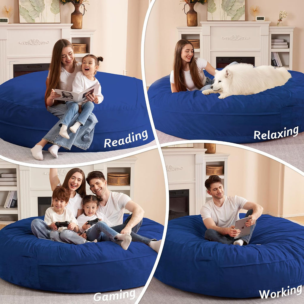 HABUTWAY XX-Large Bean Bag Chair: Giant 7' Memory Foam Furniture Bean Bag Chairs for Adults with Microfiber Cover 7Ft (Blue)