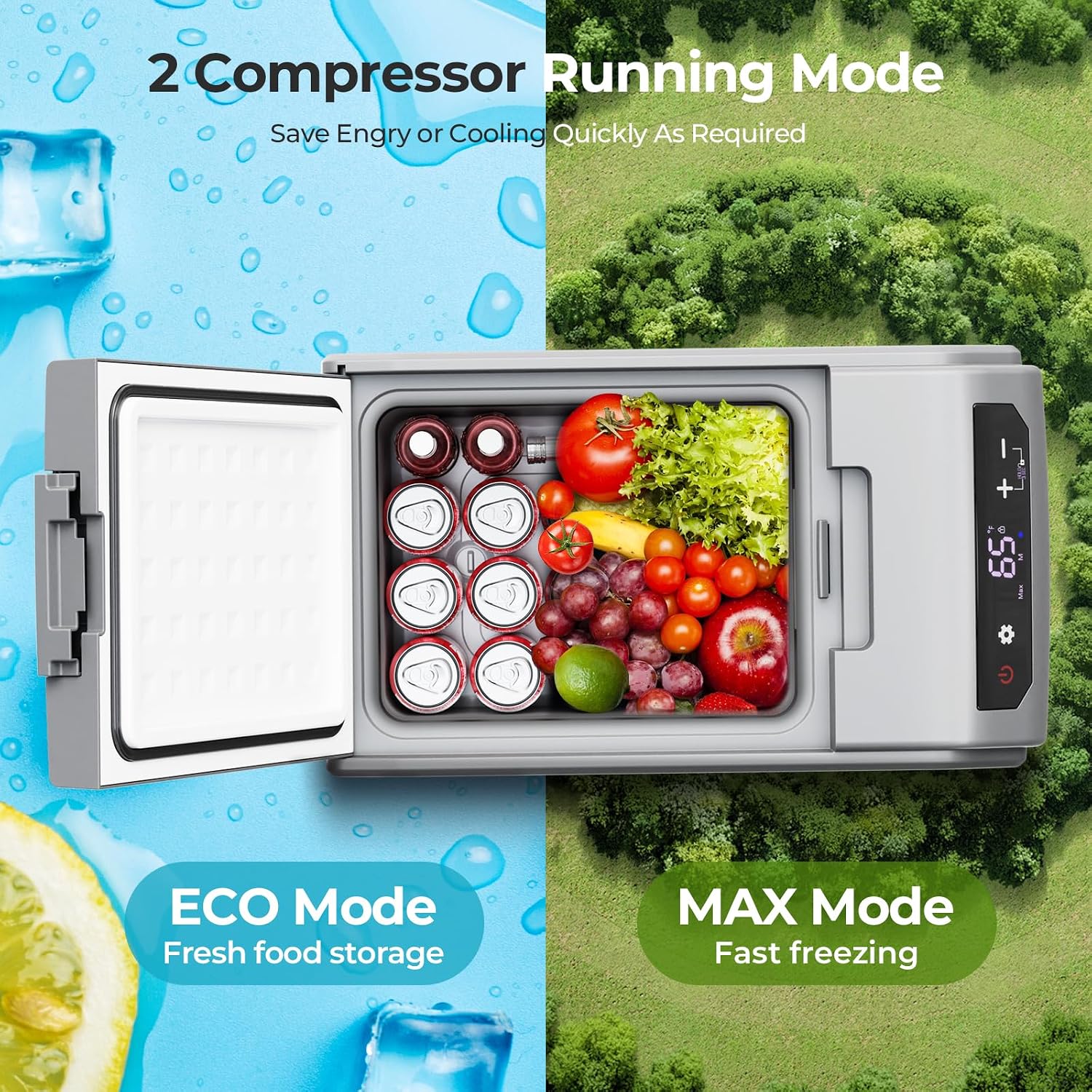 Electactic 12 Volt Electric Cooler, 15.79QT(15L) Car Fridge, Portable Refrigerator with Intelligent Control Panel, 12V Cooler -4℉~68℉, Portable Freezer AC/DC for Camping, Travel, Truck