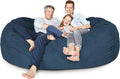 Lumaland Luxurious 7ft Giant Bean Bag Chair with Microsuede Cover - Ultra Soft, Foam Filled and Washable XXL Bean Bag for Teens, Adults, Pets - Accessory for Dorm, Living Room, House - Navy Blue