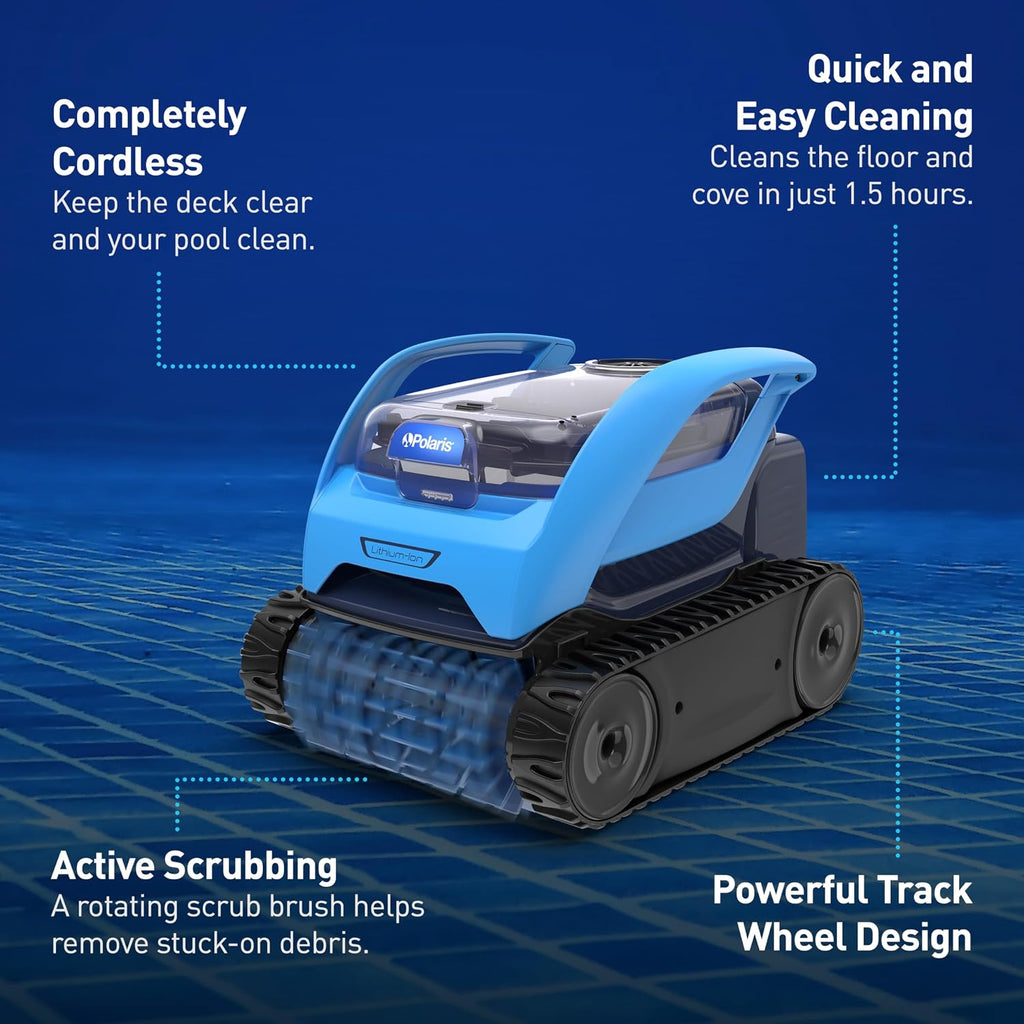Polaris Pixel Compact Cordless Robotic Pool Cleaner for Above-Ground & In-Ground Pools up to 30ft, Long Lasting Battery, Compact & Lighweight w/Cyclonic Vacuum Technology