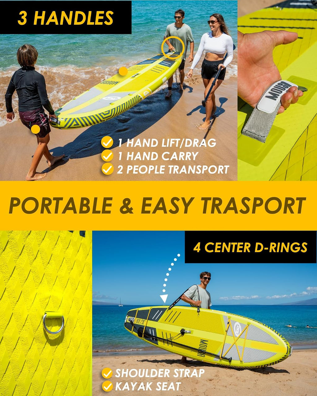 MOUSA 10'8/11'×35' Extra Wide Inflatable Stand Up Paddle Board, Stable Paddleboard SUP for 2 People/Family, Anti-Slip Full EVA Deck, 3 Handles, 100L Backpack, All-Round Sup Board, Big Fin