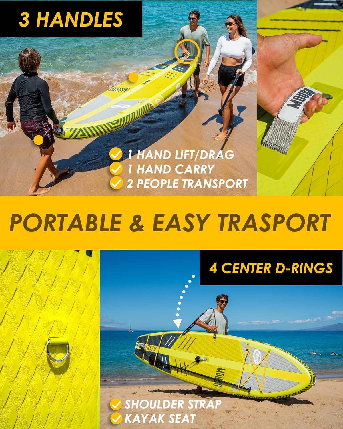 MOUSA 10'8/11'×35' Extra Wide Inflatable Stand Up Paddle Board, Stable Paddleboard SUP for 2 People/Family, Anti-Slip Full EVA Deck, 3 Handles, 100L Backpack, All-Round Sup Board, Big Fin