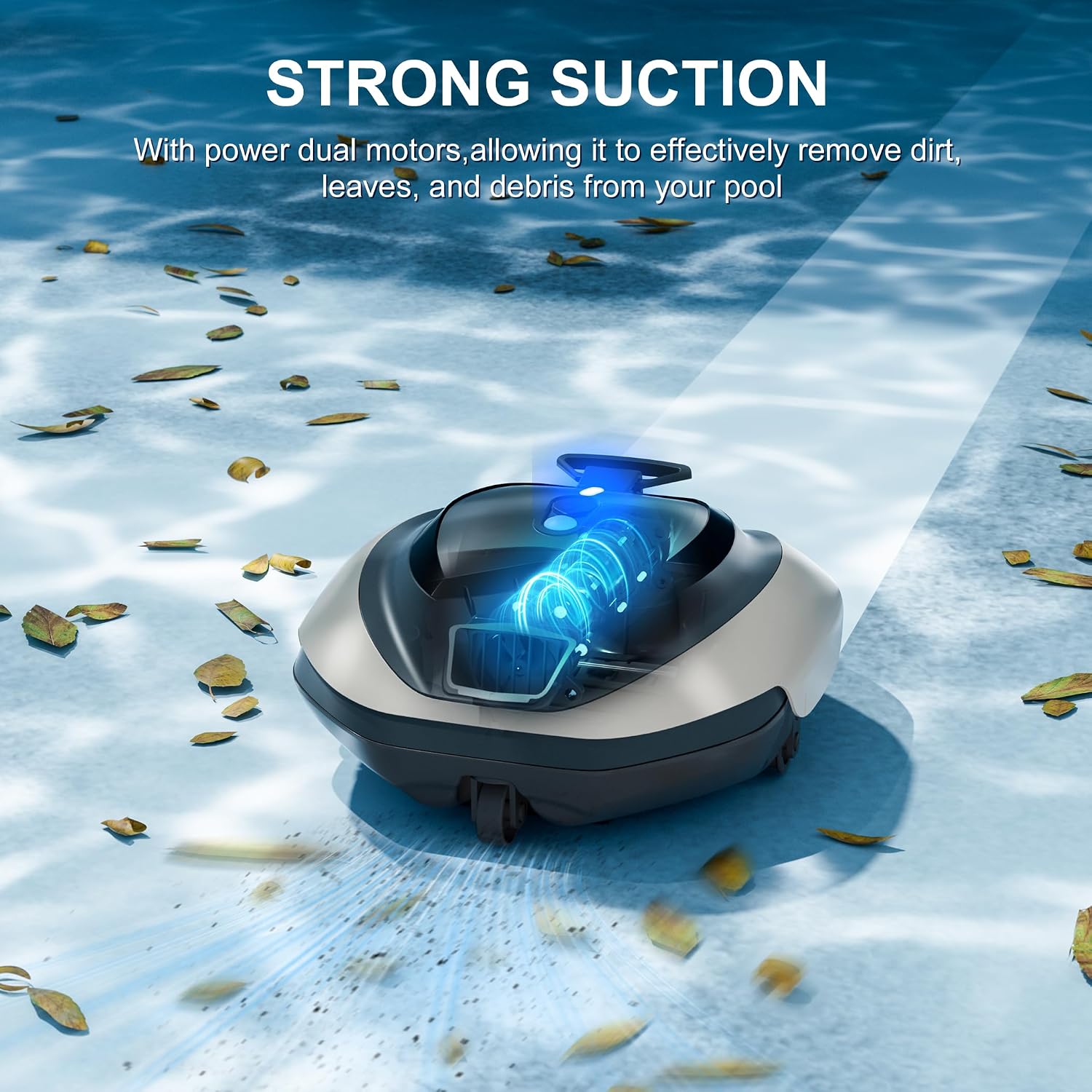 Cordless Pool Cleaner Robot, Robotic Pool Cleaner with 4400mAh Battery,Pool Vacuum for Above Ground Pool with Powerful Suction, DirtLock Tech, Self-Parking,90 Mins Runtime, Up to 850 Sq.ft