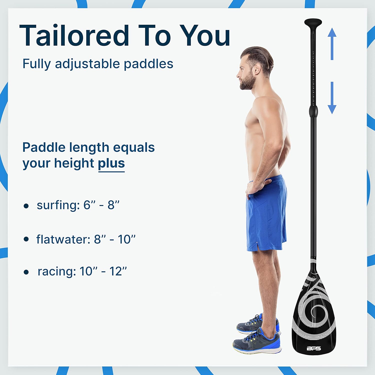 BPS New Zealand 2-Piece Adjustable Stand-up Paddle Board Paddle, Carbon Fiber or Fiberglass Shaft Comes with Carrying Paddle Bag