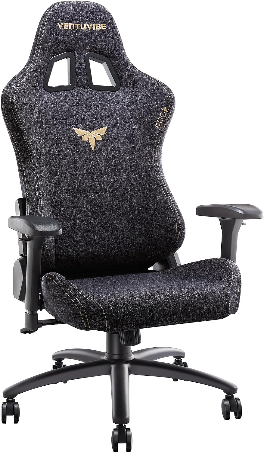 Gaming Chair 4D Adjustable Armrests - 170° Reclining & 320lb Capacity, High Back Ergonomic Computer Chair with Lumbar Support, Fabric Office Chair for Adults (Black)