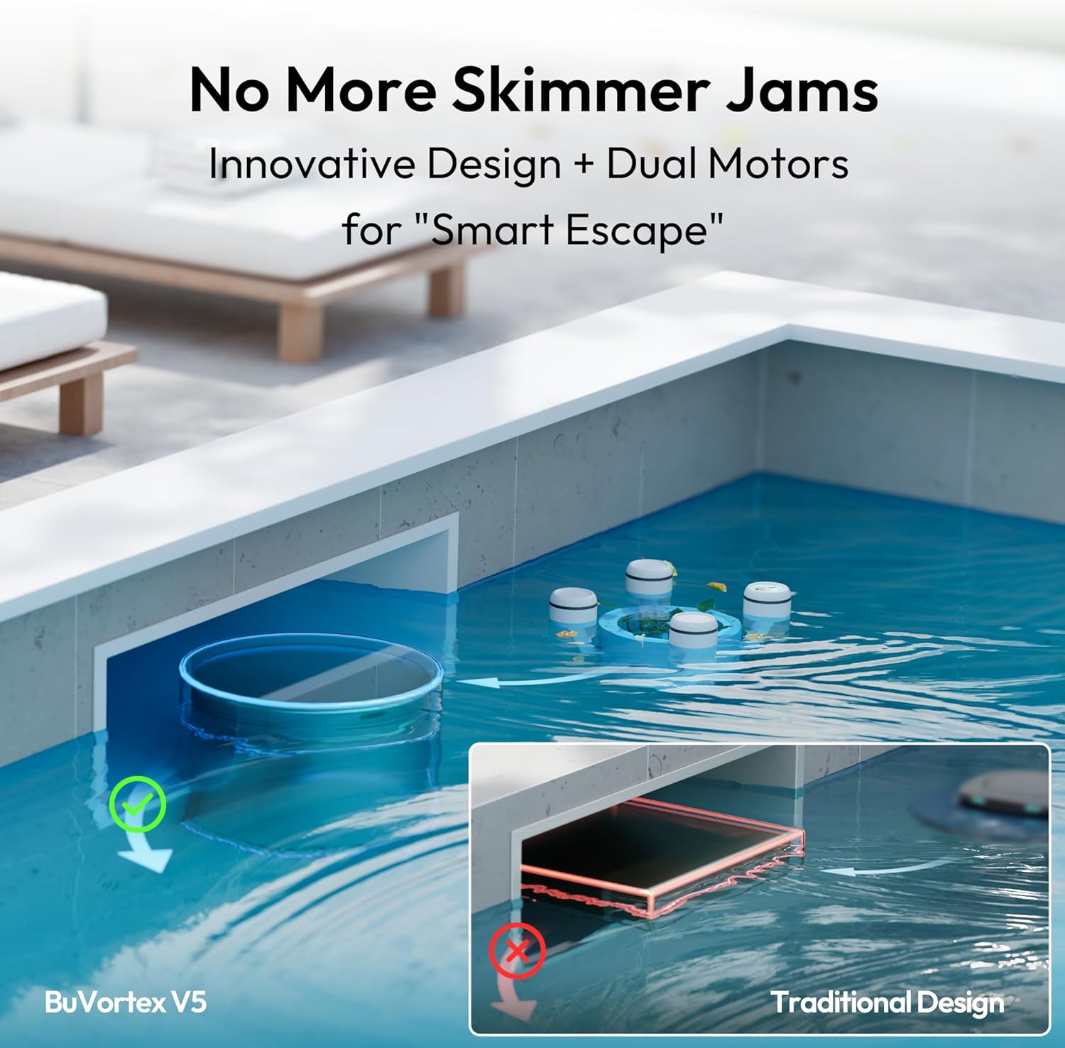 (2026 Upgrade) BUBLUE F10 Pool Surface Skimmer Robot,Robotic Pool Skimmer with App Control,Powerful Suction,5L Filter,Dual Cleaning Modes, AI Navigation,Ideal for In-Ground & Above-Ground Pools,White