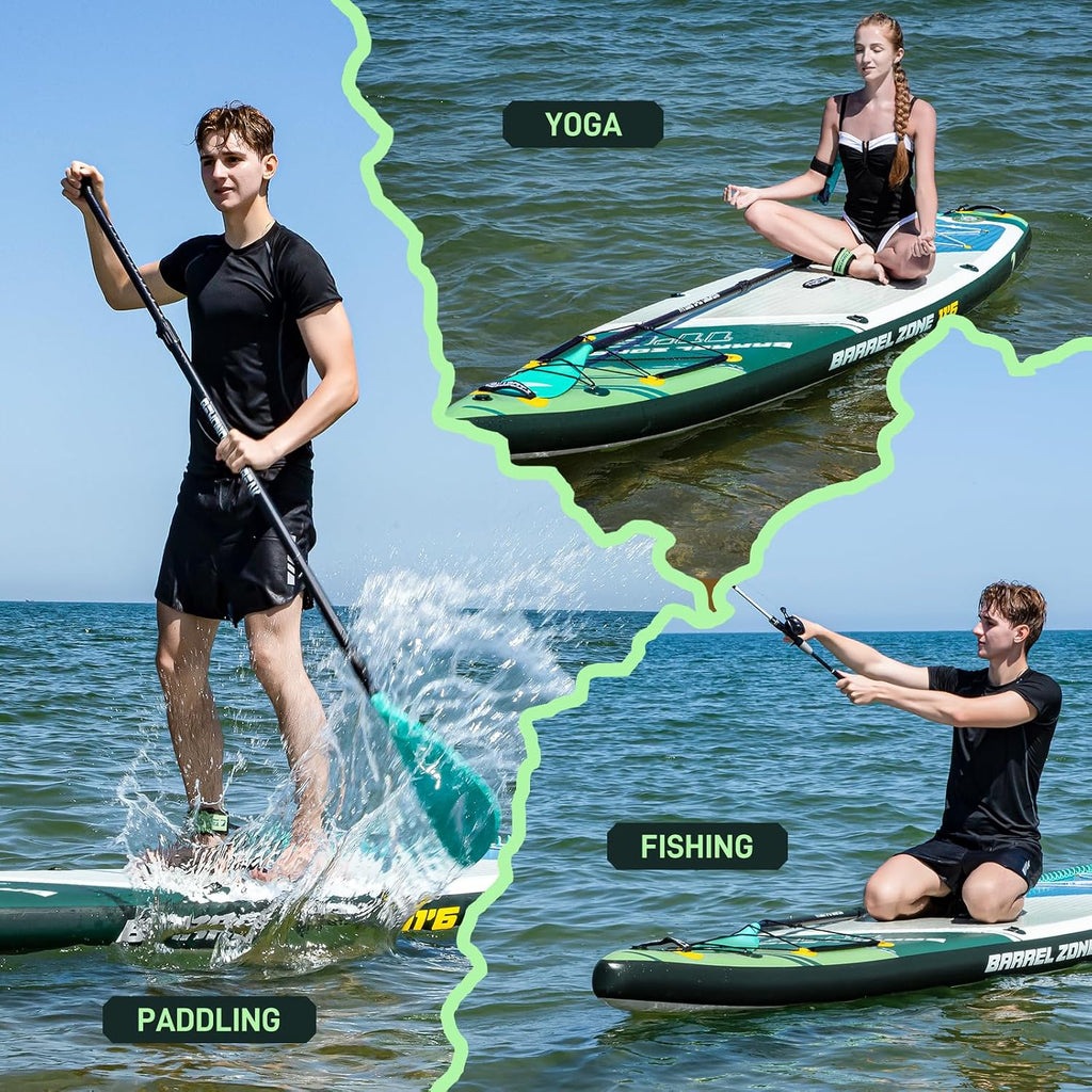 11'6' Inflatable Stand Up Paddle Boards, Premium SUP Accessories, Non-Slip Comfort Deck for Youth & Adults
