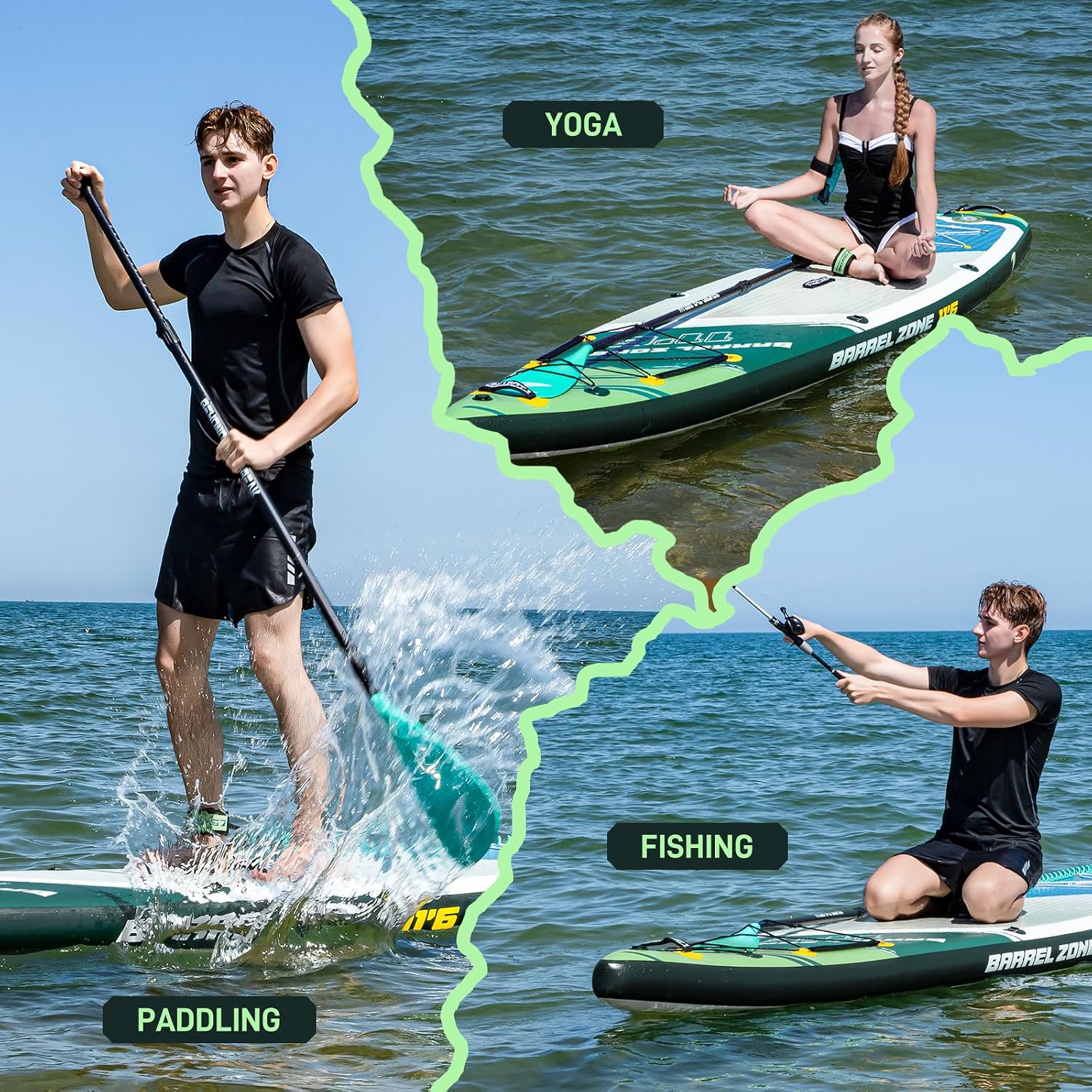 11'6' Inflatable Stand Up Paddle Boards, Premium SUP Accessories, Non-Slip Comfort Deck for Youth & Adults