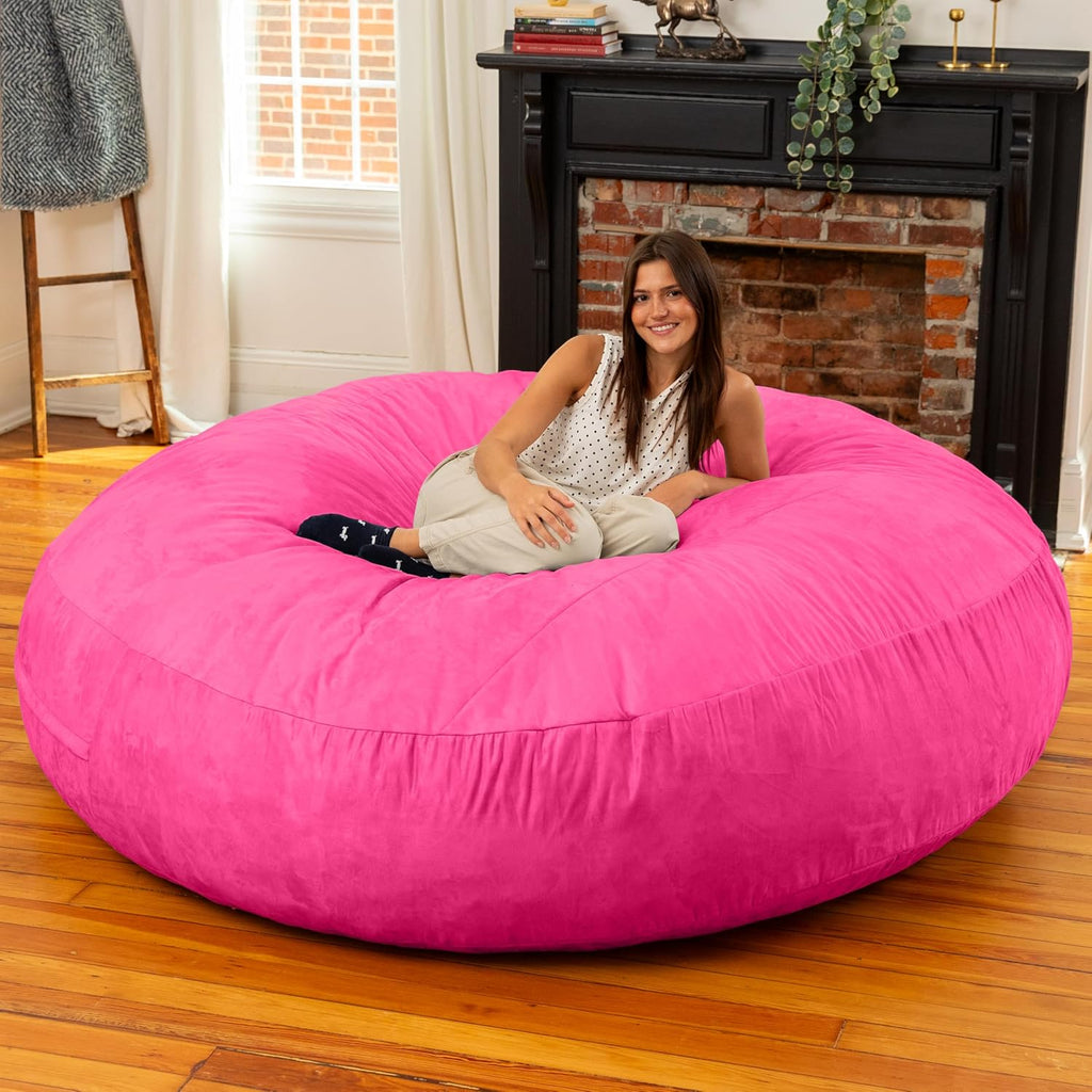 Jaxx 6 Foot Cocoon - 2-in-1 Convertible Bean Bag Bed & Large Bean Bag Chair for Adults, Fuchsia