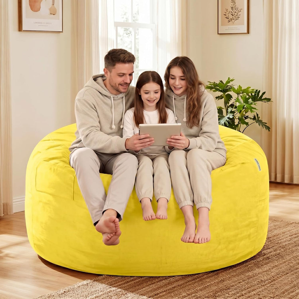 HABUTWAY Bean Bag Chair: Giant 5' Memory Foam Furniture Bean Bag Chairs for Adults with Microfiber Cover 5Ft(Mustard)