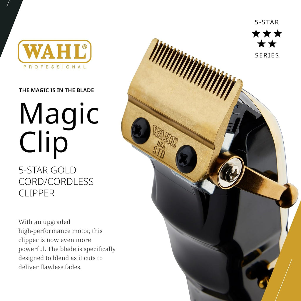 Wahl Professional 5 Star Series Magic Clip Cordless Hair Clipper, Stagger-Tooth Blade Professional Hair Trimmer with Attachments, 100+ Minute Run Time