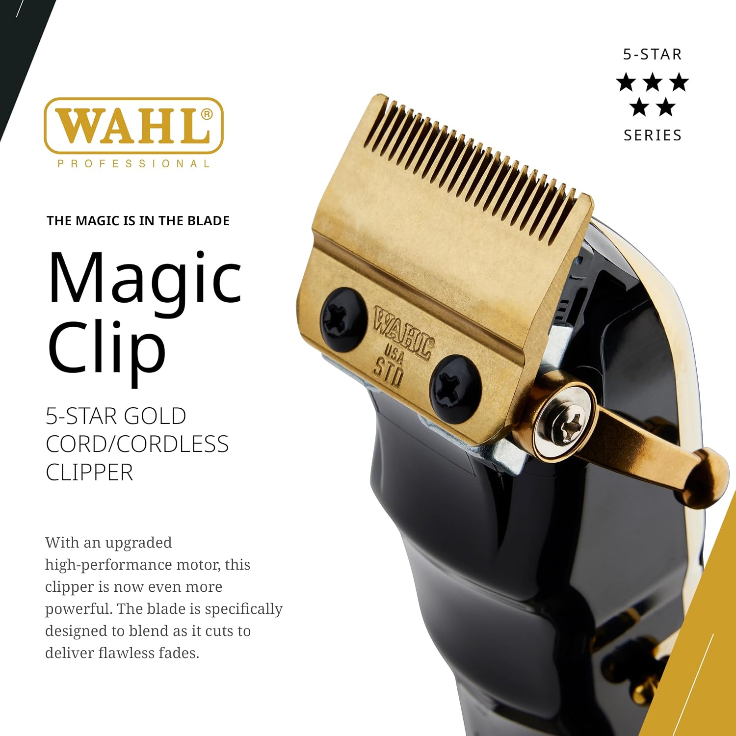 Wahl Professional 5 Star Series Magic Clip Cordless Hair Clipper, Stagger-Tooth Blade Professional Hair Trimmer with Attachments, 100+ Minute Run Time