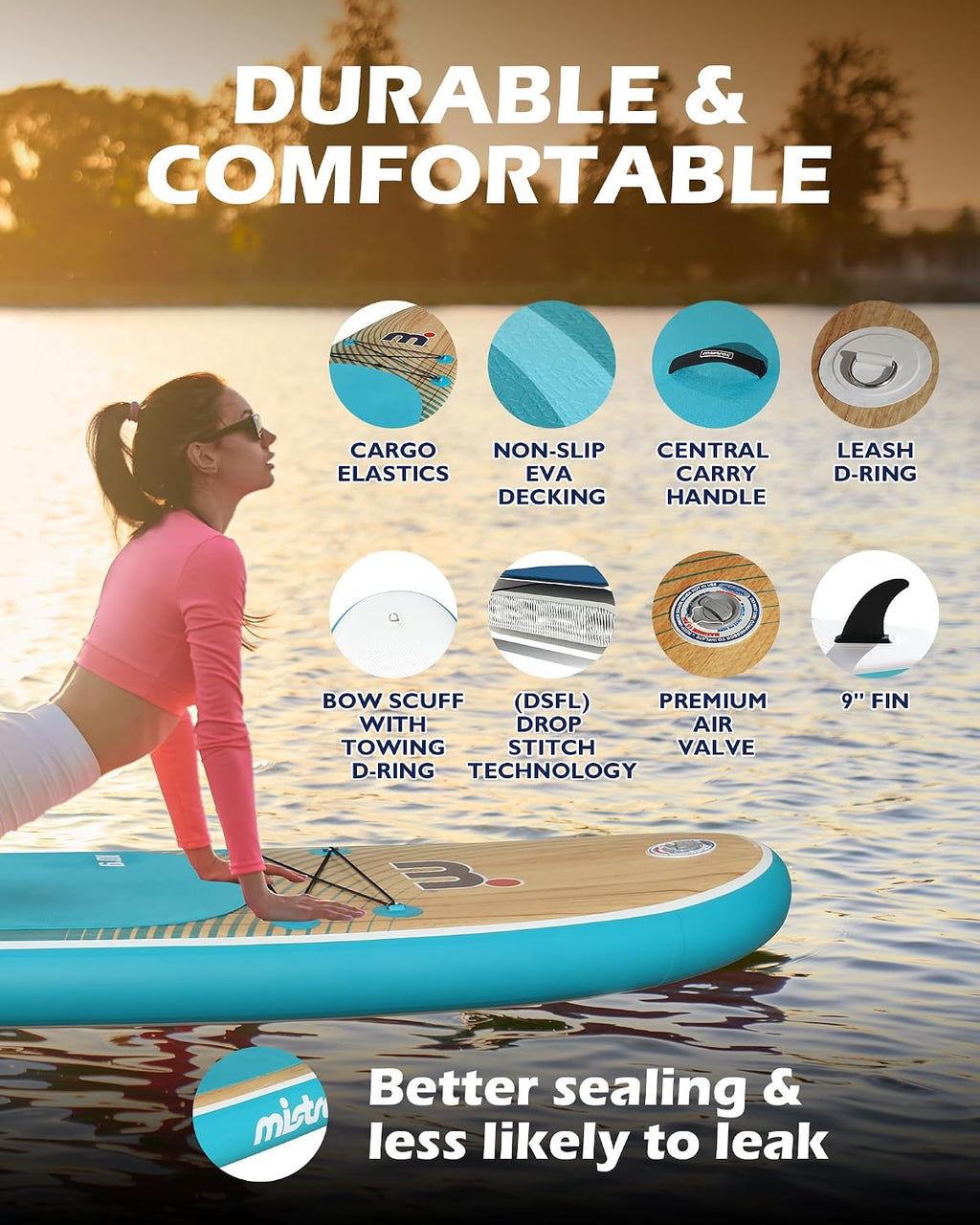 Mistral Stand Up Paddle Board, 10'9''x34''x6'' Inflatable SUP Yoga & Pilates Boards, Extra Wide Paddle Board with SUP Accessories, Stable and Lightweight Board for All Skill Levels