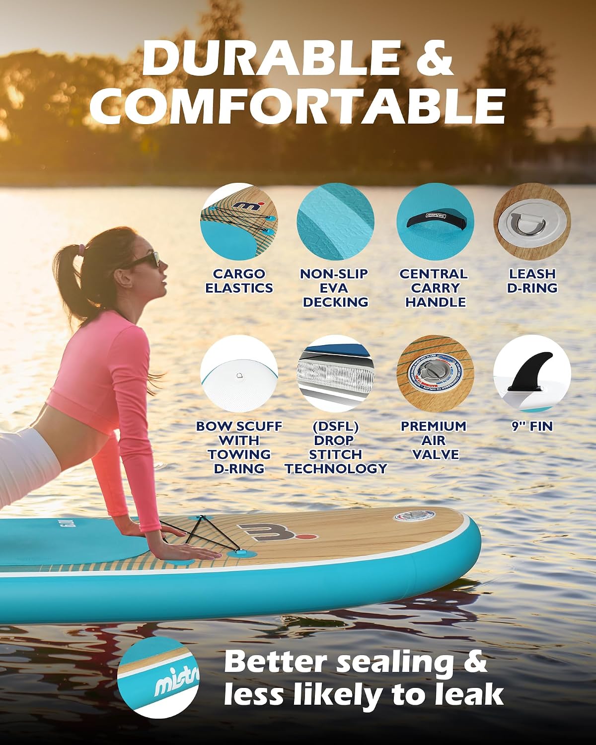 Mistral Stand Up Paddle Board, 10'9''x34''x6'' Inflatable SUP Yoga & Pilates Boards, Extra Wide Paddle Board with SUP Accessories, Stable and Lightweight Board for All Skill Levels
