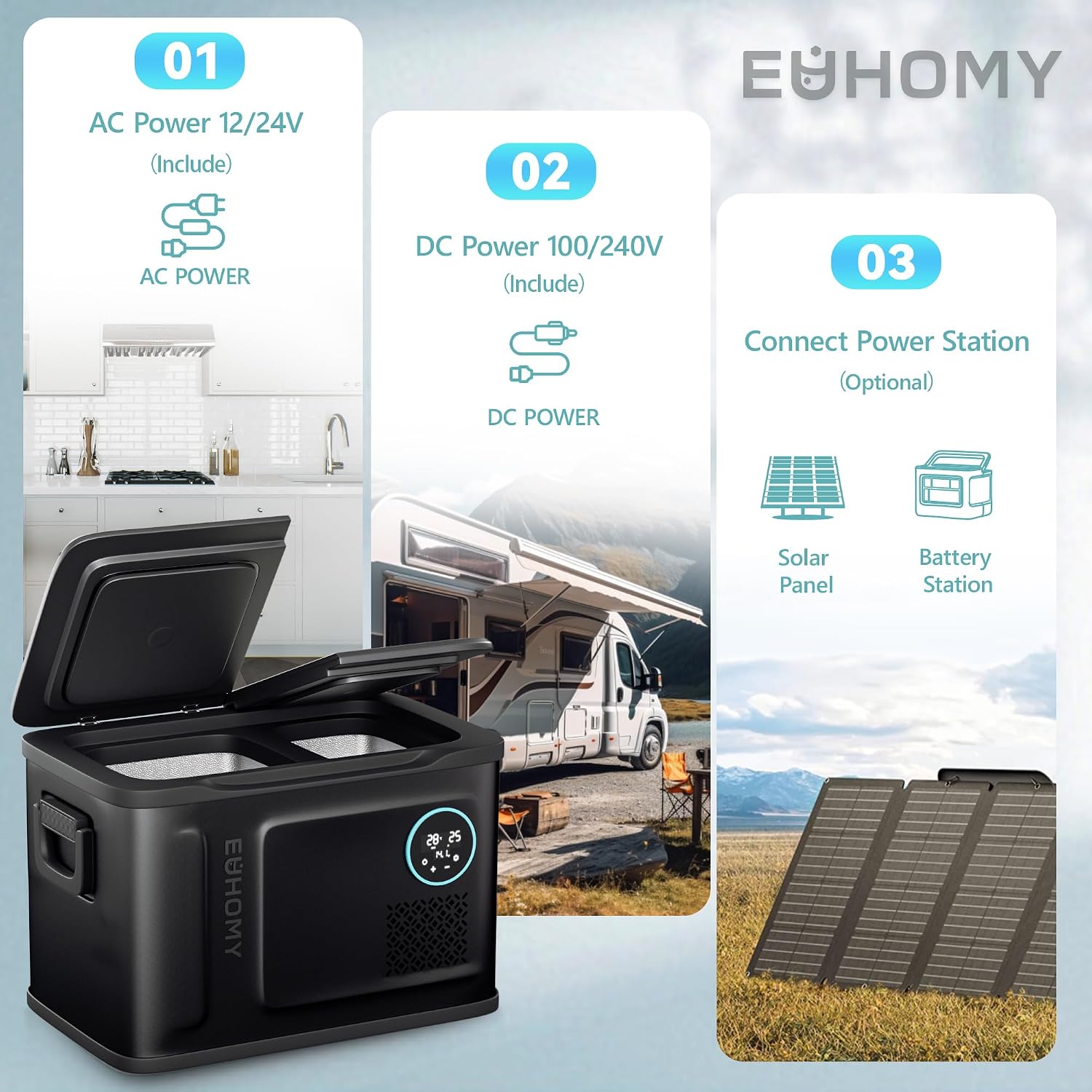 EUHOMY 12 Volt Refrigerator, 37QT Dual Zone Electric Cooler APP Control, Car Refrigerator with 12/24V DC 110-240V AC, Car Fridge -4℉~68℉, Portable Freezer Aluminum Interior for Camping,Trip,Home,Truck