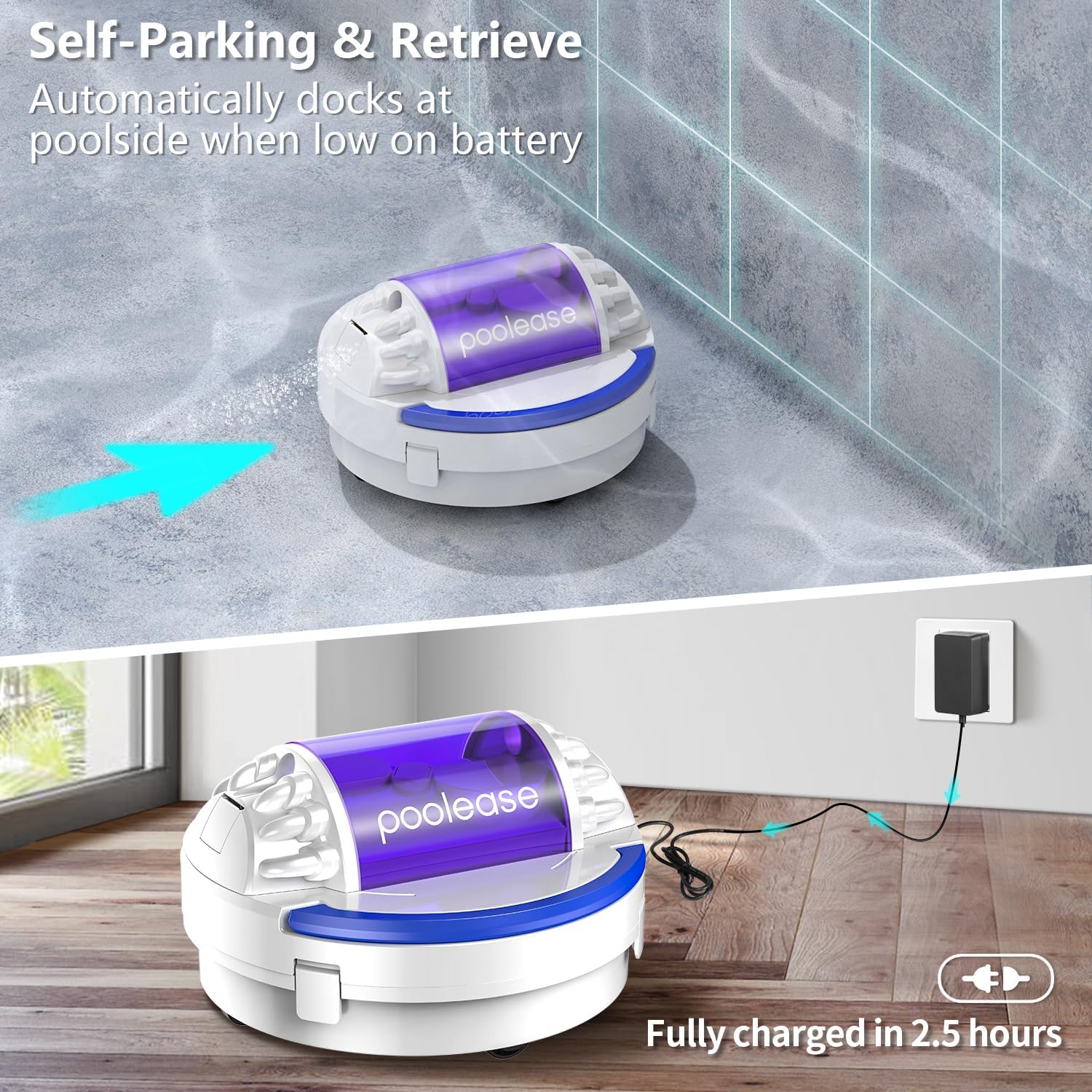 X1 Cordless Robotic Pool Vacuum, Automatic Pool Cleaner with 45W Dual-Motor, Ideal for Inground Above-Ground Flat Pool, 2L Debris Capacity