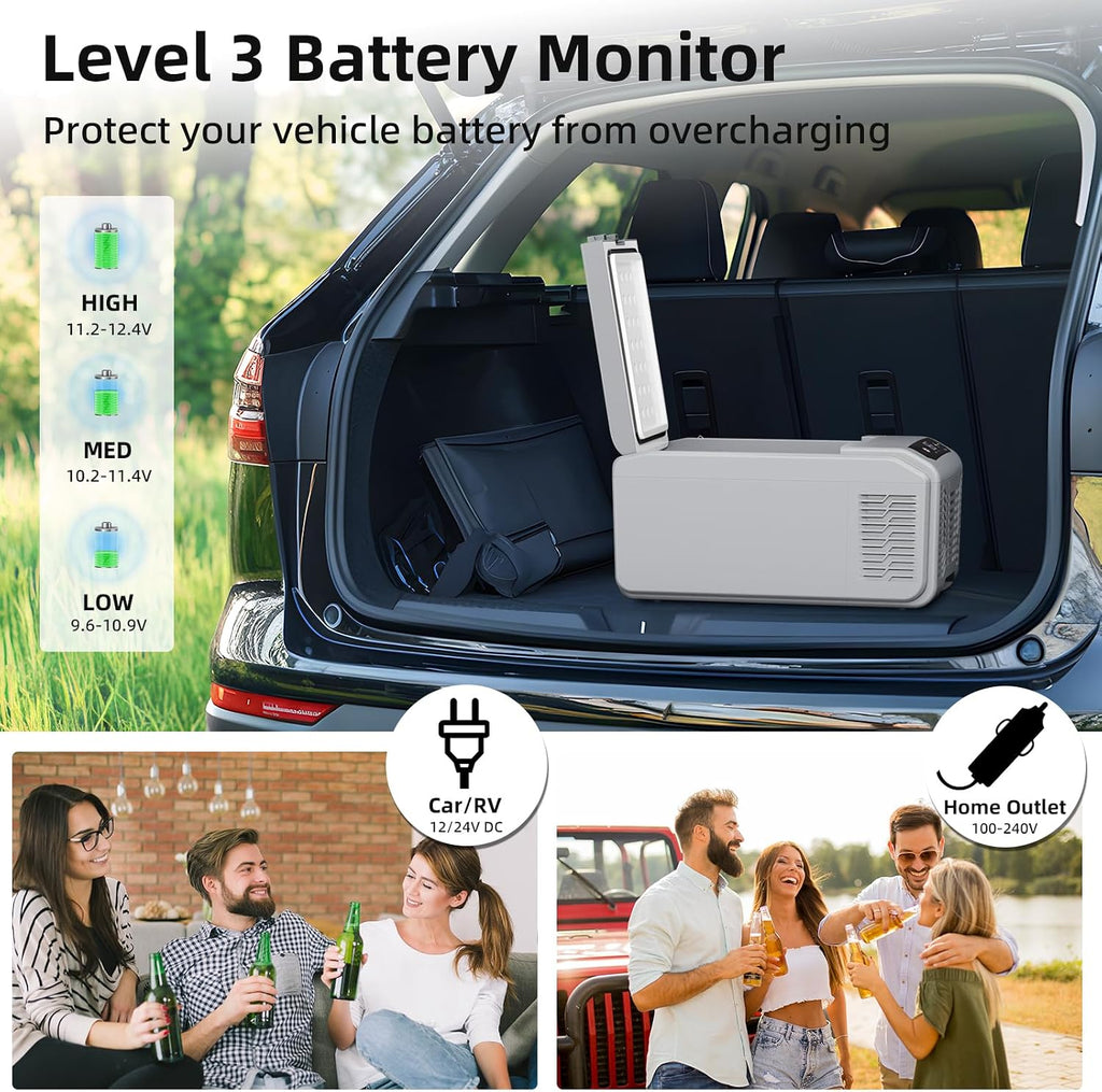 Antarctic Star Car Refrigerator, 12 Volt Car Fridge, 16 QT Portable Freezer Compressor Electric Cooler For Car, Control Panel with Lock, -4℉-68℉ 12V DC & 100V AC for Car/RV/Camping/Travel