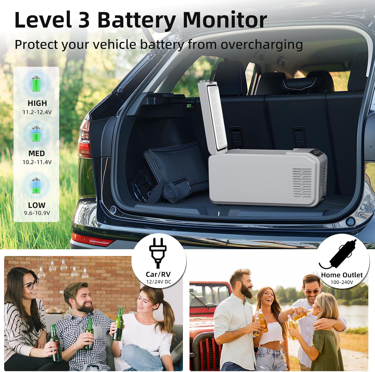Antarctic Star Car Refrigerator, 12 Volt Car Fridge, 16 QT Portable Freezer Compressor Electric Cooler For Car, Control Panel with Lock, -4℉-68℉ 12V DC & 100V AC for Car/RV/Camping/Travel