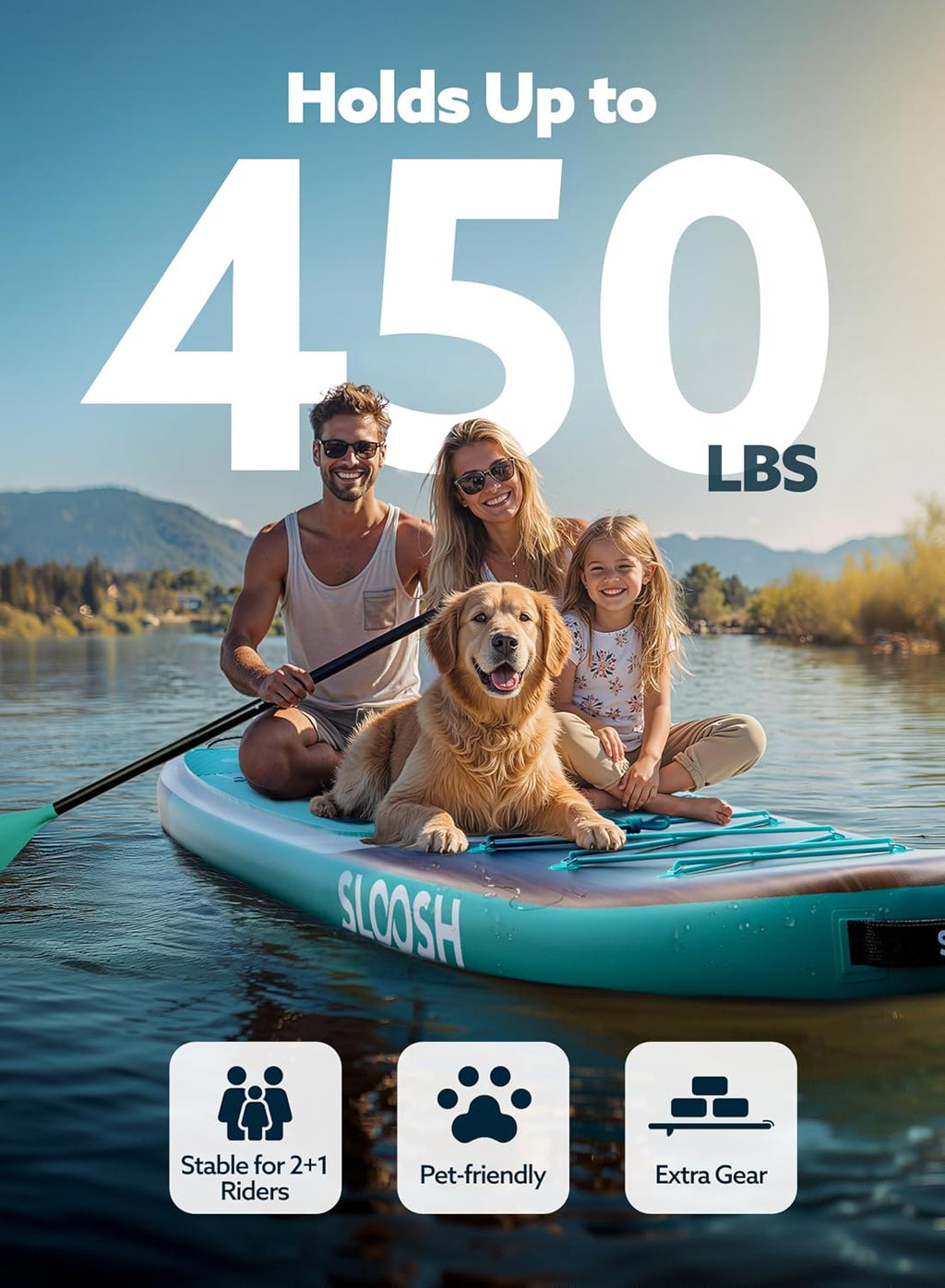 SLOOSH Inflatable SUP & Electric Pump Bundle – 10'6' Paddle Board with Premium Accessories, Non-Slip EVA Deck, 20 PSI Dual-Stage Pump for Fast Inflation, Perfect for Youth & Adults of All Skill Levels