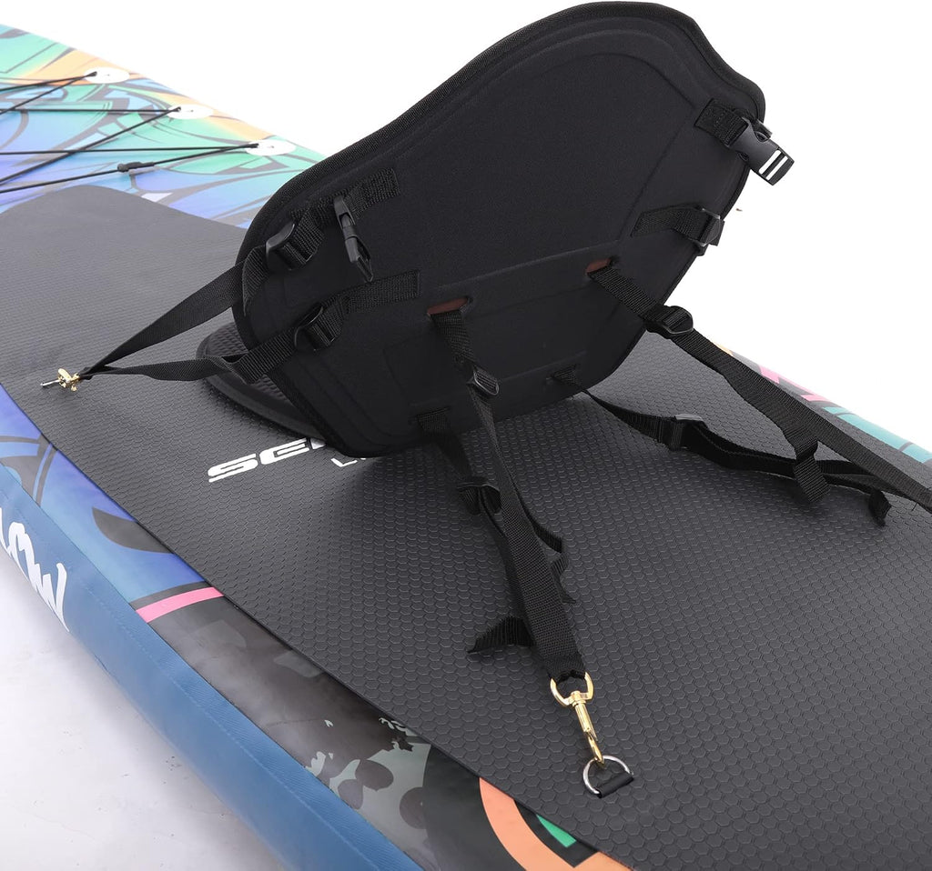 SereneLife Inflatable Stand Up Paddle Board and Detachable Seat - SUP Paddleboard Set for Adults and Youth, 32' Wide Design with Non-Slip EVA Deck Pad and Marine-Grade Materials, 350 lbs Capacity