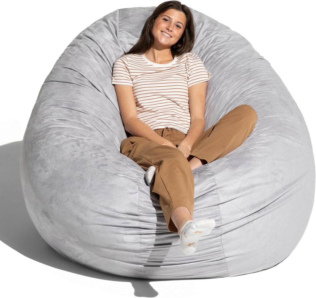 Jaxx 6 Foot Cocoon - 2-in-1 Convertible Bean Bag Bed & Large Bean Bag Chair for Adults, Platinum