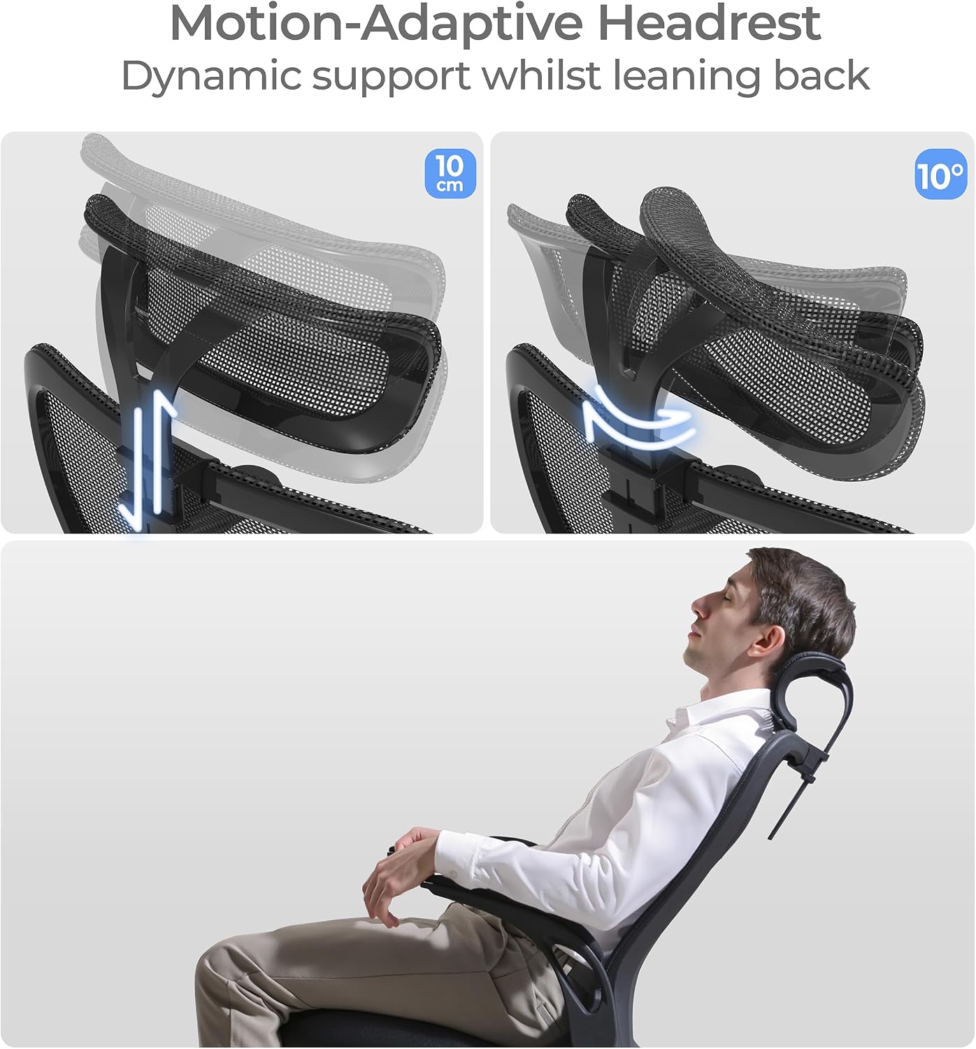 Tervo Model U | Folding Office Chair for Small Spaces | Gaming Chair for Adults & Kids | Ergonomic Mesh Computer Chair for Bedroom | Foldable Desk Chair for Home Work (Midnight Black Headrest)
