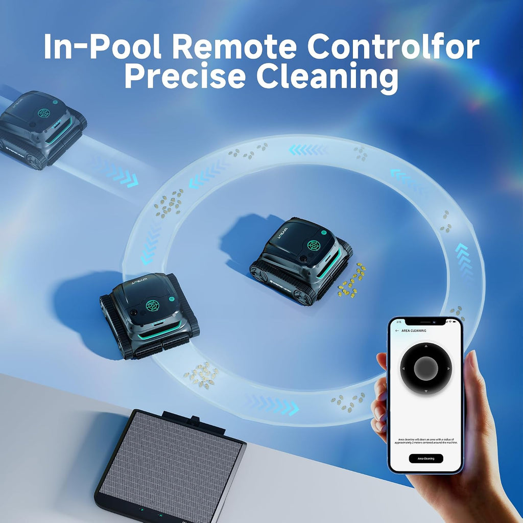 WYBOT S2 Solar Cordless Pool Vacuum Cleaner, App Control & Smart Scheduled Cleaning, Auto-Docking & Charging, 7 Cleaning Modes & Paths, Ideal for In-ground Pools up to 3229 Sq. Ft (Black&Green)