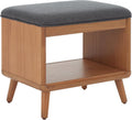 SAFAVIEH Home Collection Solo Dark Grey/Natural Open Shelf Bench with Cushion