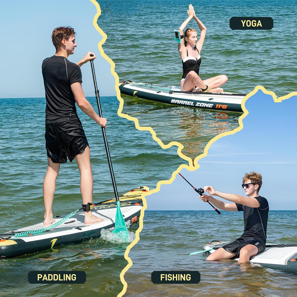 11'6' Inflatable Stand Up Paddle Boards, Premium SUP Accessories, Non-Slip Comfort Deck for Youth & Adults