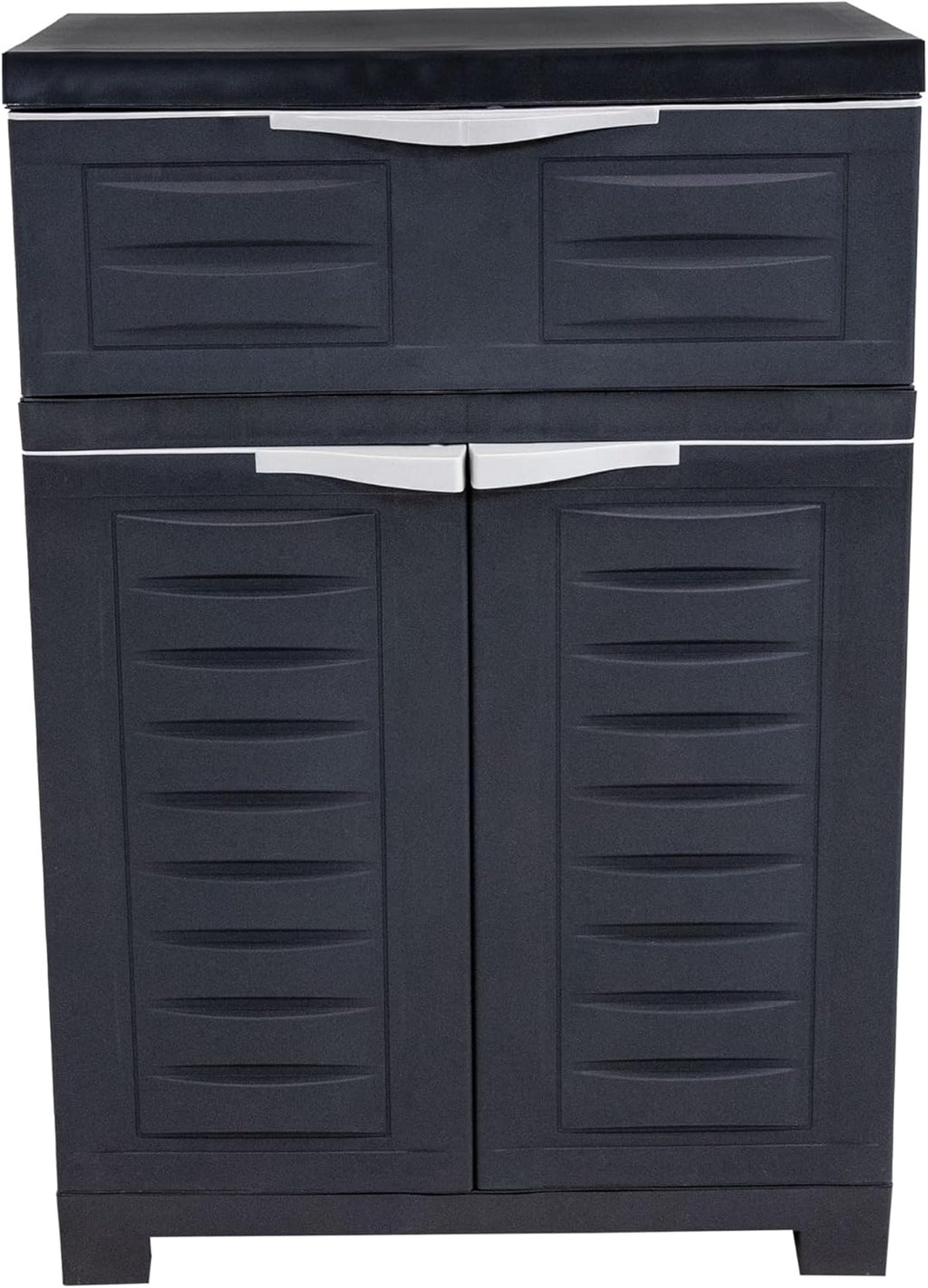 Sunnydaze 34.5' H Resin Garage Storage Cabinet - Garage Cabinet with Adjustable Shelf - Freestanding Utility Storage for Laundry Room, Office, Basement - Charcoal