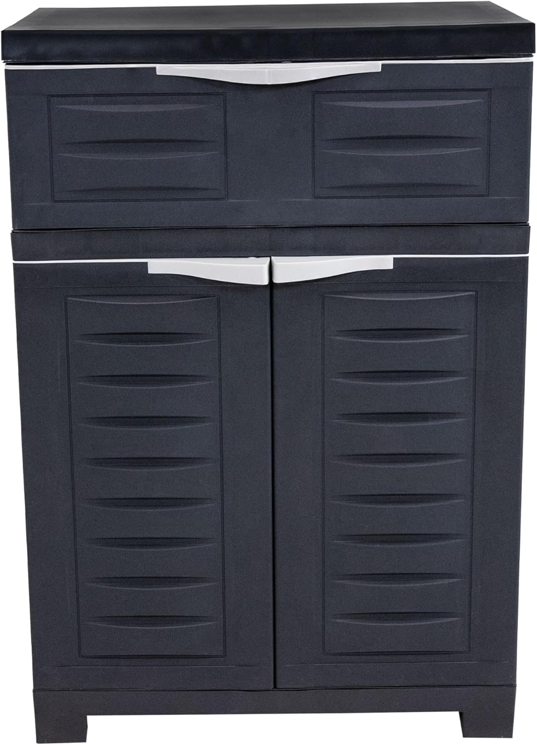 Sunnydaze 34.5' H Resin Garage Storage Cabinet - Garage Cabinet with Adjustable Shelf - Freestanding Utility Storage for Laundry Room, Office, Basement - Charcoal
