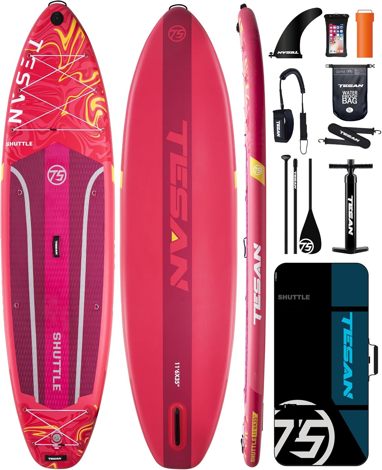 11'6x35'' Extra Wide Inflatable Paddle Board,All-Round Ultra Stable Stand Up Paddleboards with Plus Kits for 450lb,Dual Bungees, Camera Mount, 100L Backpack, Dual-Action Pump