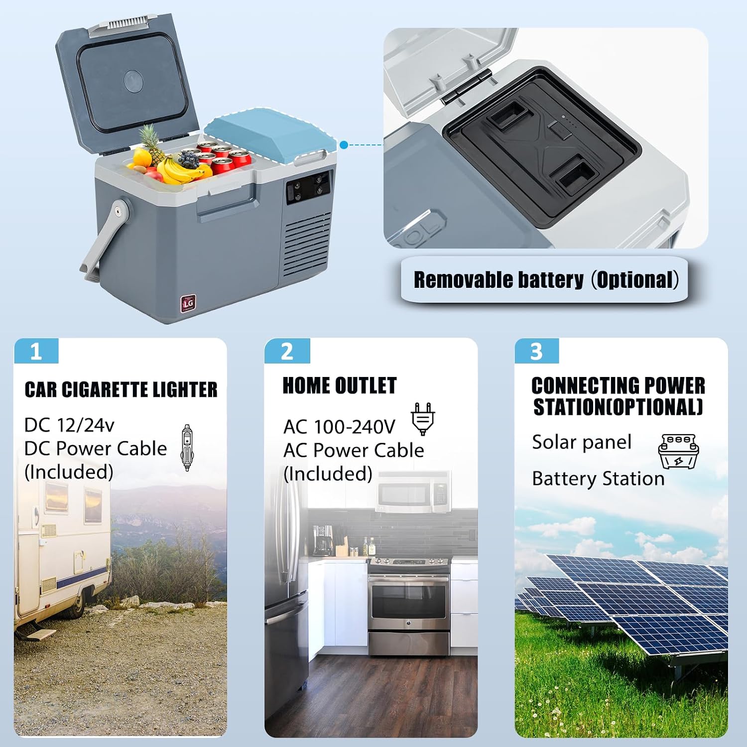 Alpicool LGMP8 Portable Fridge 8 Quart 12 Volt Car Refrigerator Freezer,-4°F ~122°F,for Fishing, Camping, RV,Travel, Outdoor-12/24V DC, 110~240V AC