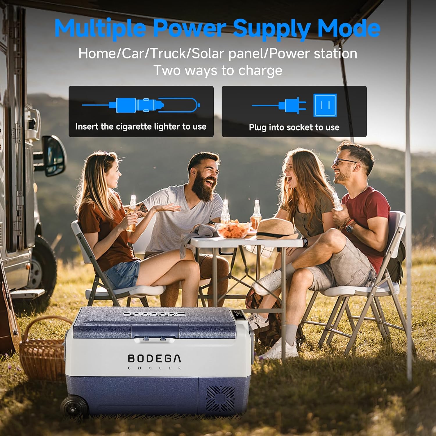 BODEGA BODEGACOOLER 12 Volt Car Refrigerator,38 Quart Portable Freezer Fridge,Car Fridge Dual Zone WIFI APP Control,(36L)-4℉-68℉Car Cooler 12/24V DC and 100-240V AC for Outdoor,RV,Travel,Camping