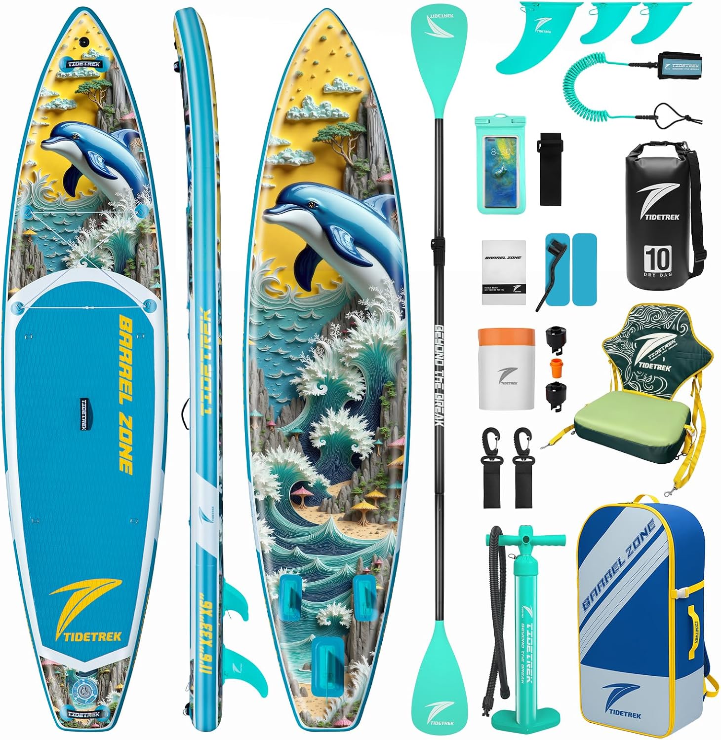 11'/11'6' x 33'/34' x 6' Inflatable SUP Paddle Board – Extra-Wide, Stable Stand Up Paddle Board with Premium Full Accessory Set for Adults & Youth