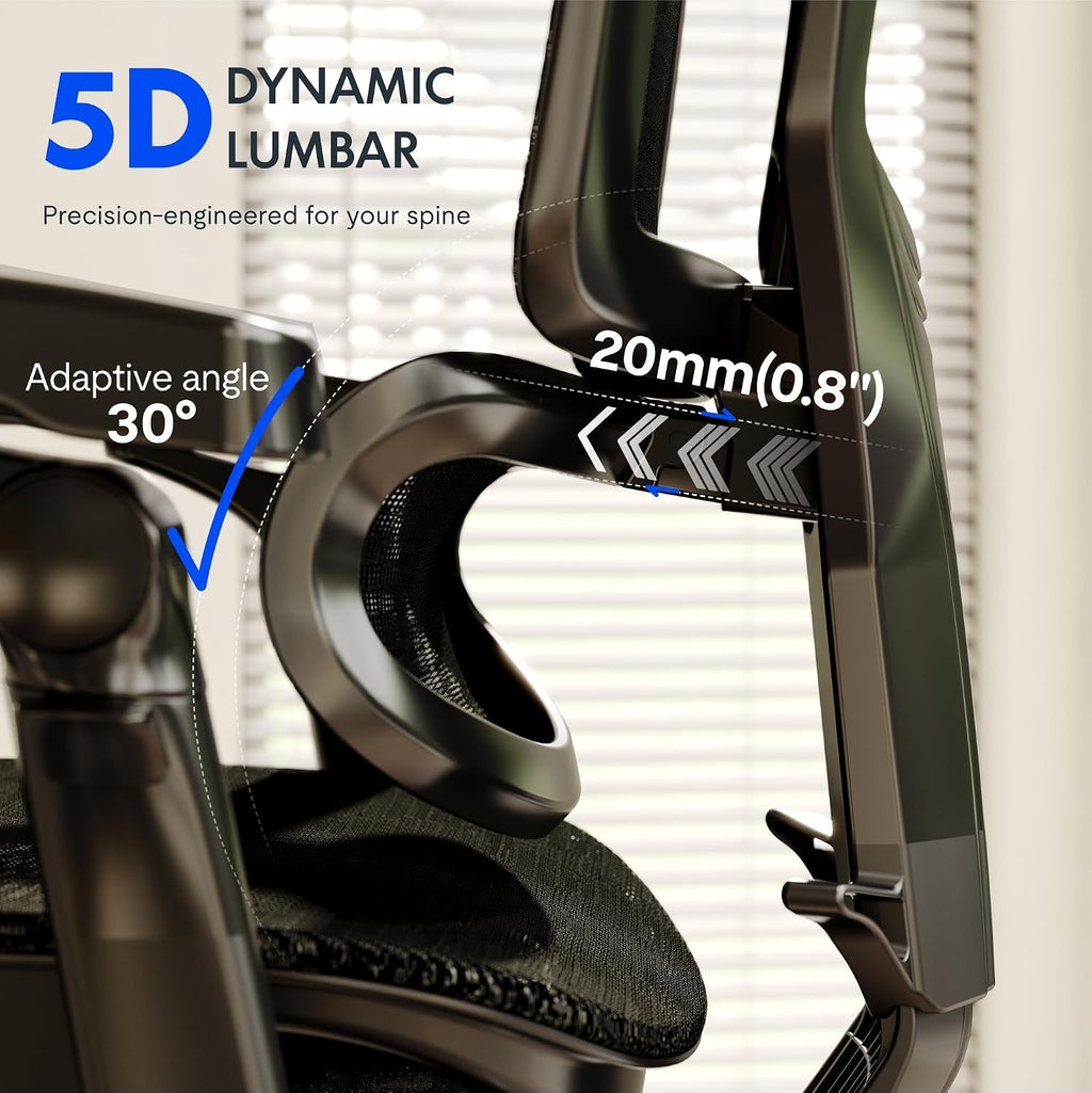 FLEXISPOT ErgoX-PRO Ergonomic Office Chair Black – AeroWeave 5.0 Mesh Seat, 5D Lumbar, 7D Armrests, 4D Headrest, 551LBS Capacity – Office, Gaming, Home