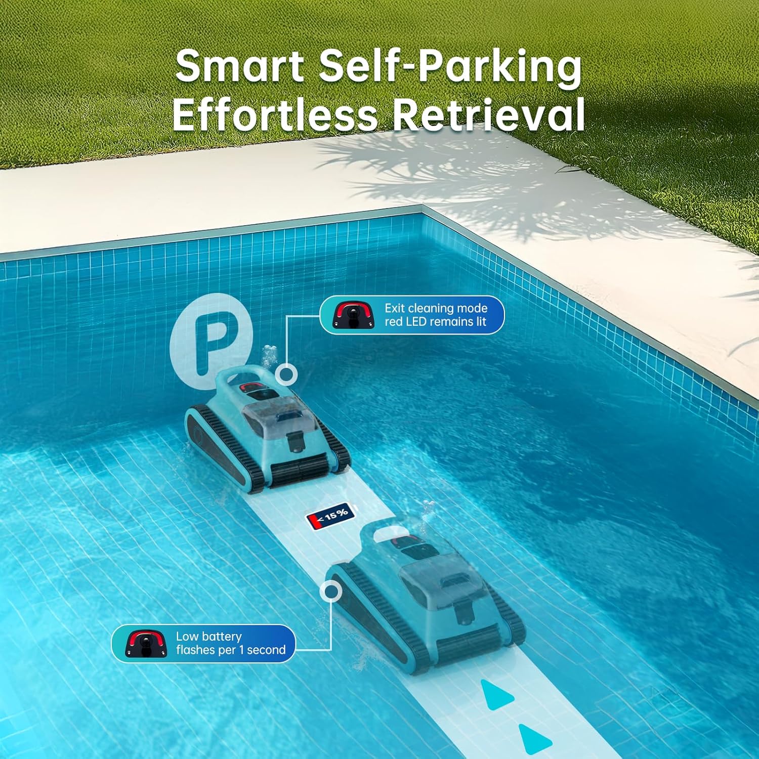 NexTrend Cordless Robotic Pool Cleaner, Smart Navigation, 150min Runtime, 180W Powerful Suction, Cleans Floor Walls Waterline Up to 2,050 sq.ft, Automatic Pool Vacuum for Inground & Above Pool