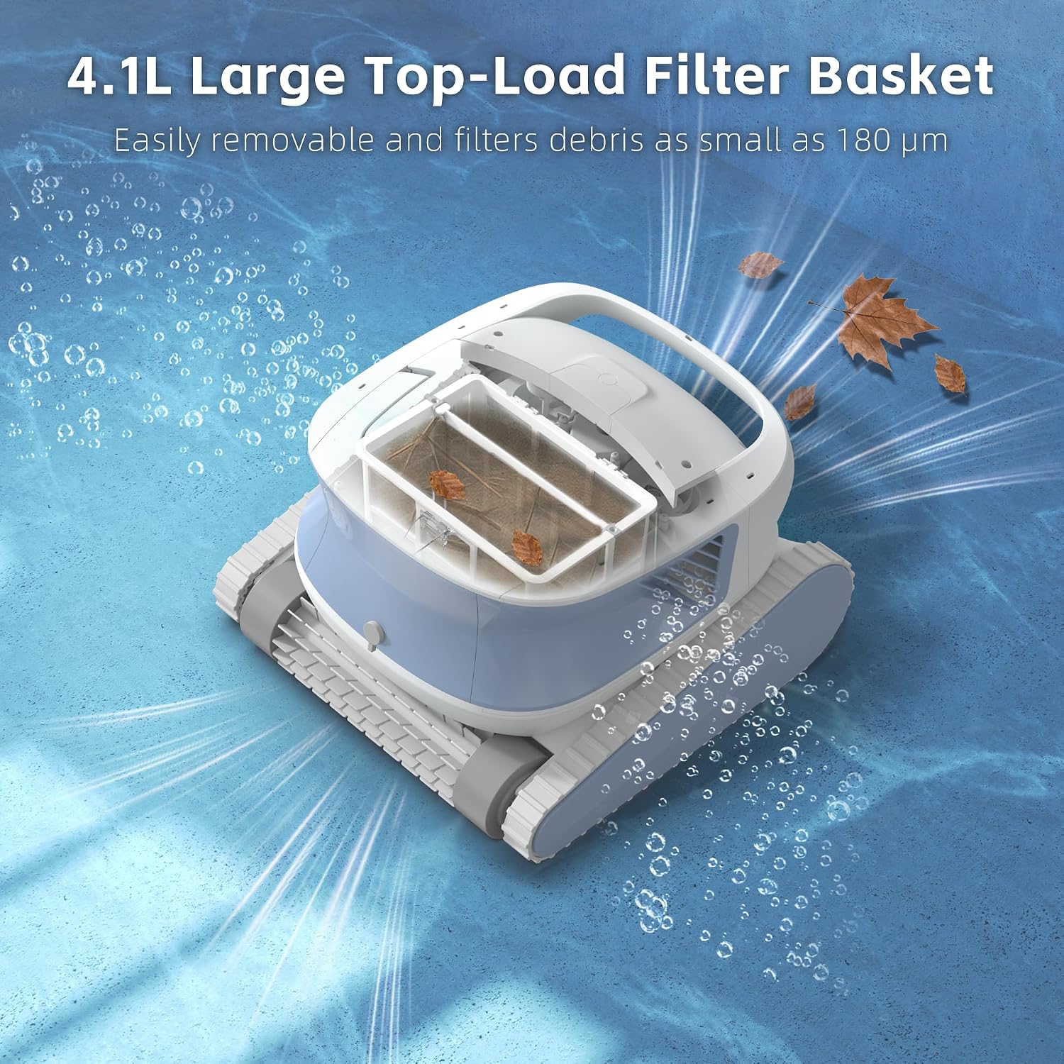 Hydro 3S Robotic Pool Cleaner, Cordless Automatic Pool Vacuum for Inground and Above Ground Pools, Smart Navigation, 300Min Runtime, Wall/Waterline Cleaning, Large Filter Basket, 4 Cleaning Modes