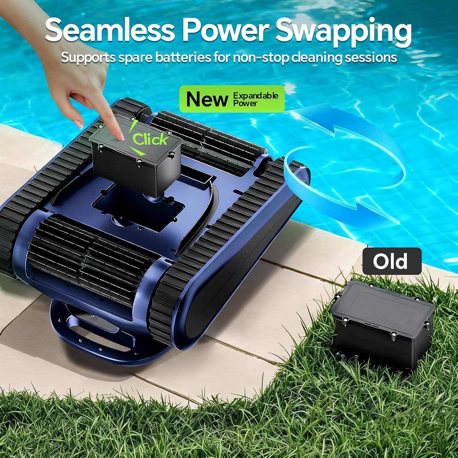 Pool Vacuum for Inground Pools & Above Ground Pool, Cordless Robotic Pool Cleaner with 180W Brushless Motor, 3-Hour Runtime, Wall-Climbing Pool Robot Scrubber for Pools up to 2150 Sq.Ft.