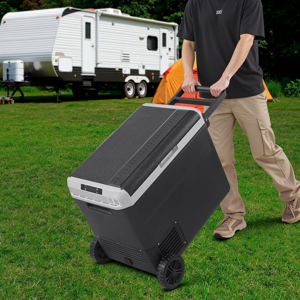 VEVOR 12 Volt Car Refrigerator, 63.4QT/60L Car Fridge, Portable Electric Cooler with Wheels and Handle, -4℉~68℉, 12/24V DC and 100-240V AC Compressor Freezer for Outdoor, Camping, Travel, RV